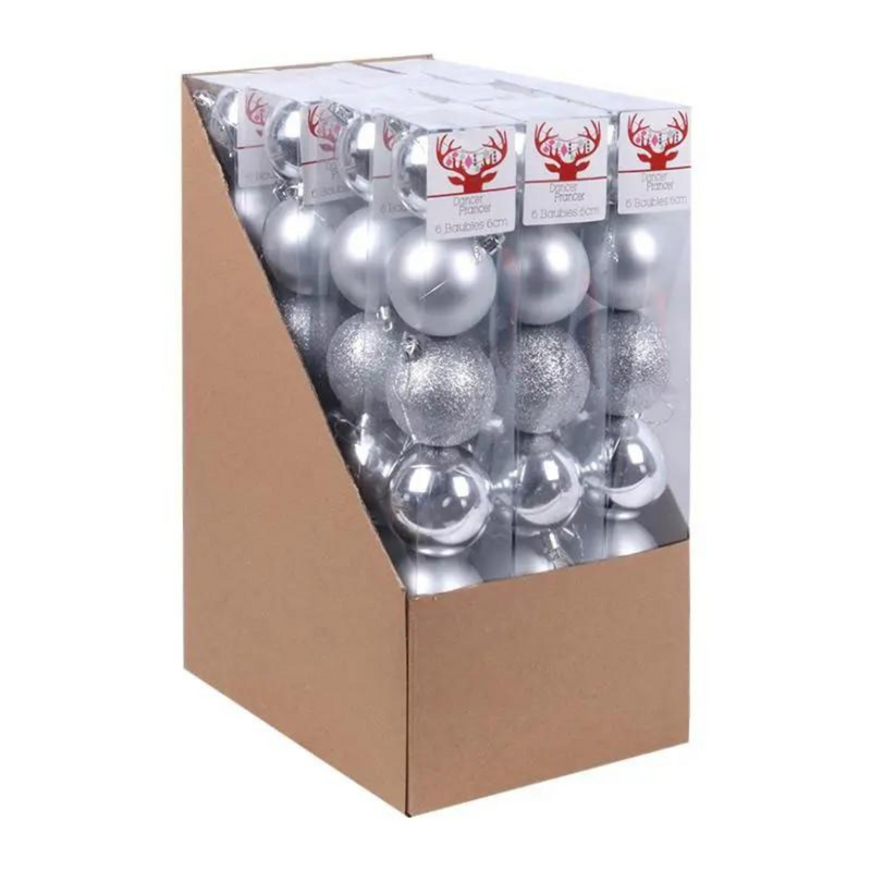 Ronis Baubles Silver 6cm Pack of 6