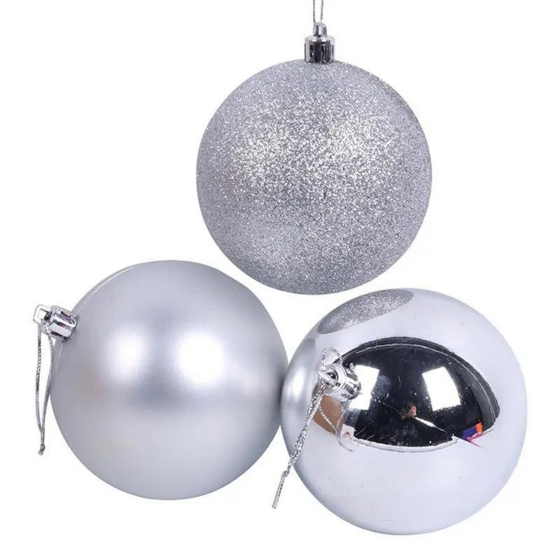 Ronis Baubles Silver 8cm Pack of 3