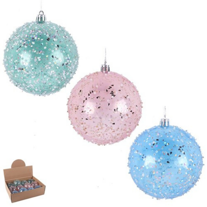 Ronis Baubles Transparent W/Sprinkle Finish 10cm Bauble