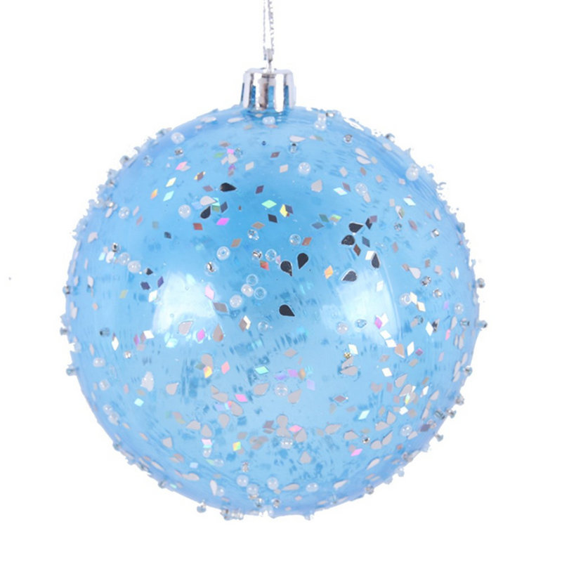 Ronis Baubles Transparent W/Sprinkle Finish 10cm Bauble
