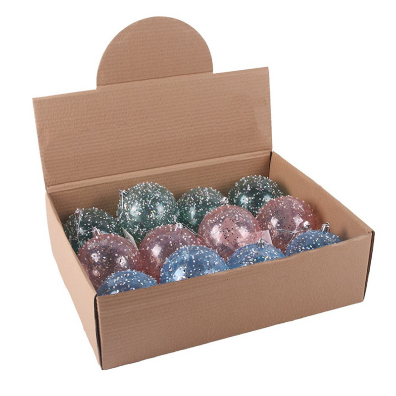 Ronis Baubles Transparent W/Sprinkle Finish 10cm Bauble