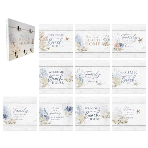 Ronis Beach House Wooden Key Holders Five Hook 20x20x3cm Assorted