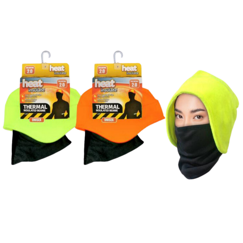Winter beanie with matching bandana face mask in assorted colours, cosy set for wind protection and cold weather outdoor wear