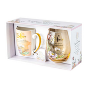 Ronis Believe Mug and Stemless Gift Set Mug 400ml Glass 600ml
