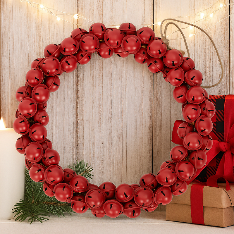 Red Bell Wreath 23cm Christmas hanging decoration