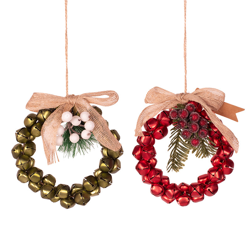 Ronis Bell Wreath Decoration 14cm Red Sage