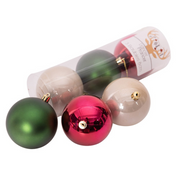 Berry mix shatterproof Christmas baubles in red and plum tones, 3-pack, 8cm ornaments