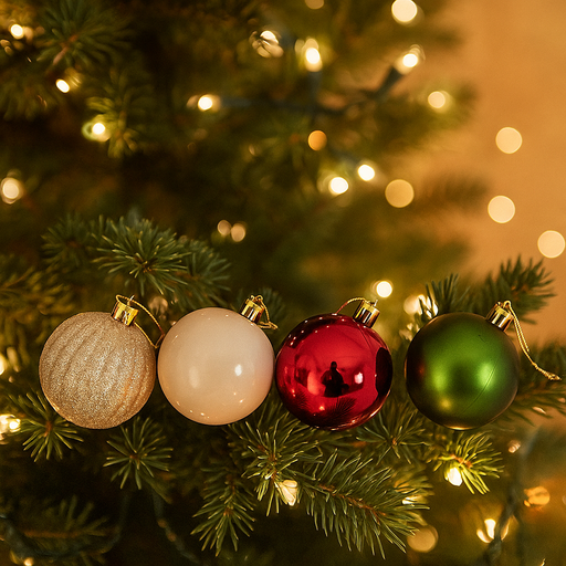 Berry-themed baubles in festive colours for modern Christmas décor