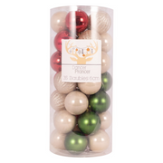 Berry-themed baubles in festive colours for modern Christmas décor