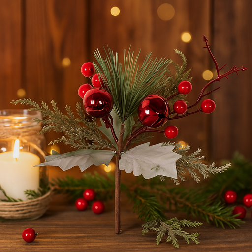 Berry Pick 22cm – Decorative Christmas berry pick for wreaths, garlands, centerpieces, and tree décor