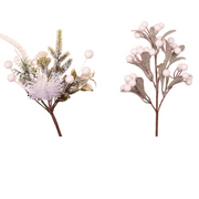 25cm white berry picks assorted designs for Christmas decoration