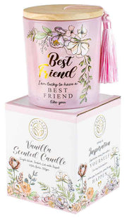 Ronis Best Friend Candle With Wood Lid and Tassel Vanilla 10x13cm