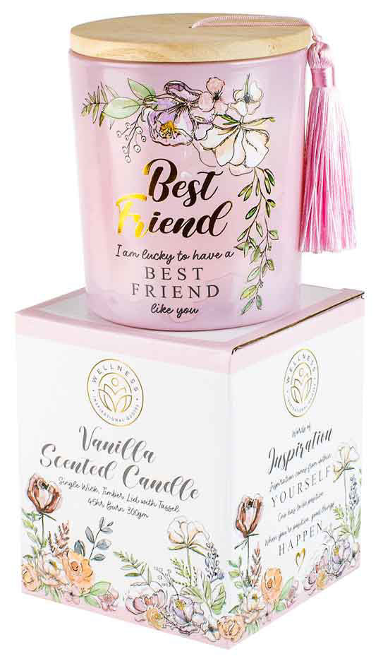 Ronis Best Friend Candle With Wood Lid and Tassel Vanilla 10x13cm