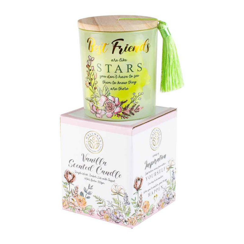 Ronis Best Friends Candle With Wood Lid and Tassel Vanilla 10x13cm