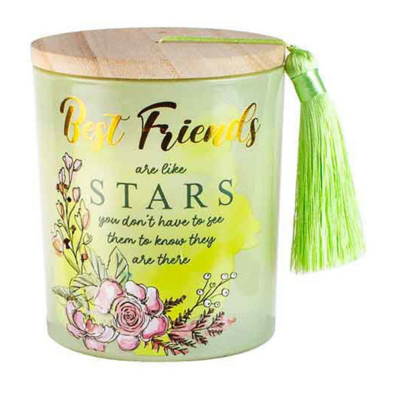 Ronis Best Friends Candle With Wood Lid and Tassel Vanilla 10x13cm