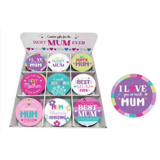 Ronis Best Mum Ever Ceramic Coasters 10.8x10.8cm Assorted