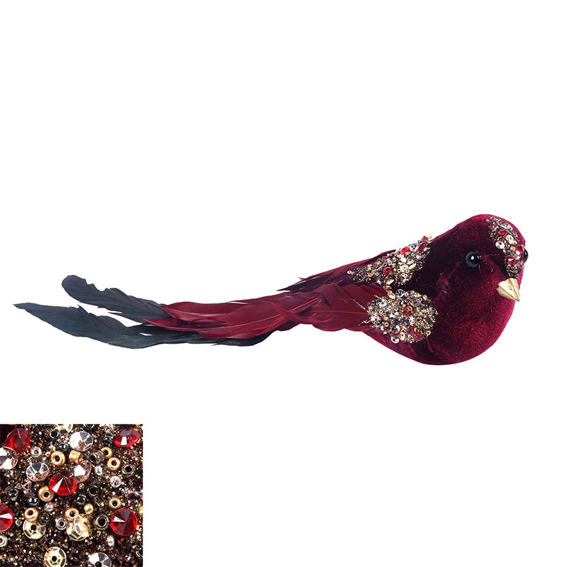 Ronis Bird with Clip 28cm Burgundy