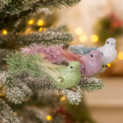 Bird with clip 14x7x5cm assorted Christmas tree ornaments