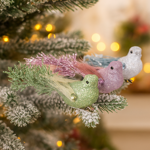 Bird with clip 14x7x5cm assorted Christmas tree ornaments