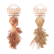Decorative clip-on bird ornament in champagne and rose