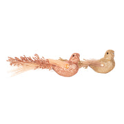 Decorative clip-on bird ornament in champagne and rose