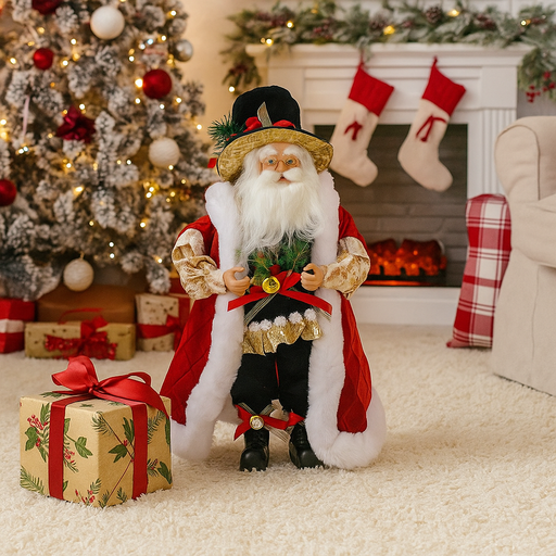 45cm Standing Santa figure with red suit and black hat, festive holiday decoration