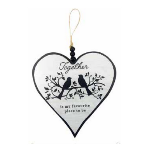Ronis Black and White Tree of Life/Family Heart Plaques with Bead Detail 15x15x0.6cm Assorted
