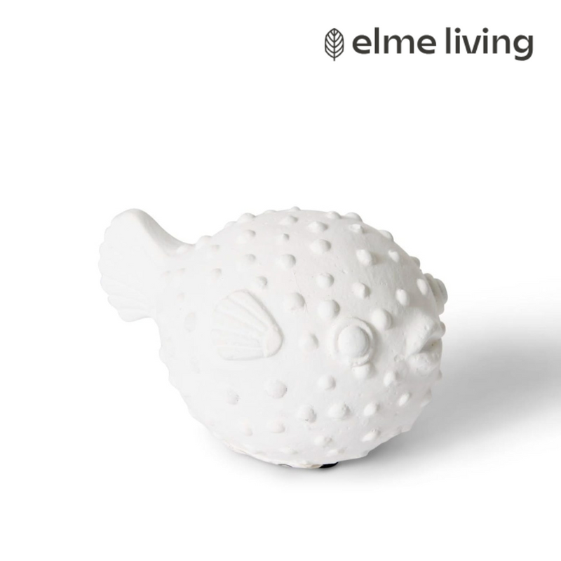 Ronis Blow Fish Sculpture White 13x9x8cm