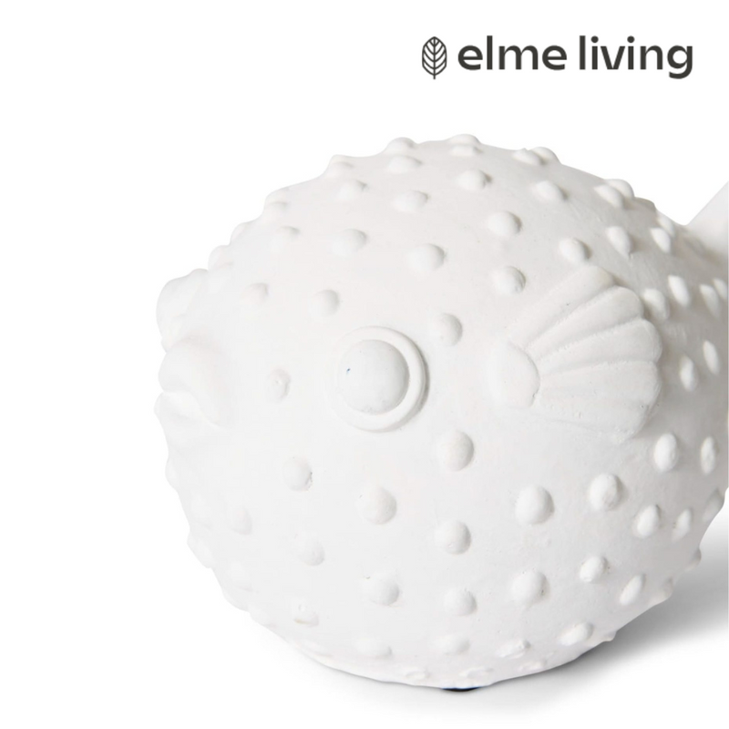Ronis Blow Fish Sculpture White 18x12x10cm