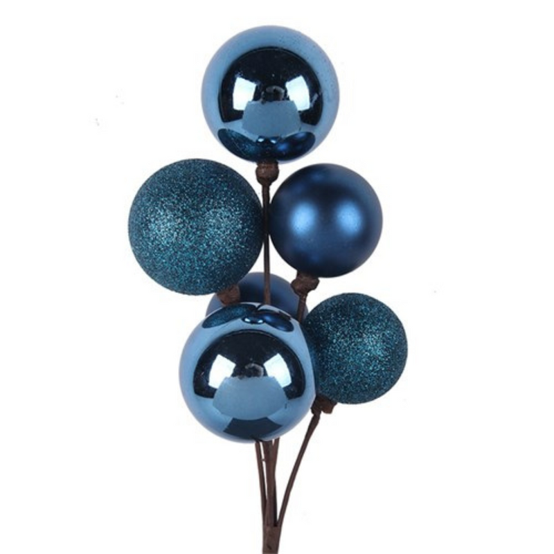 Ronis Blue Bauble Cluster Stem 40cm