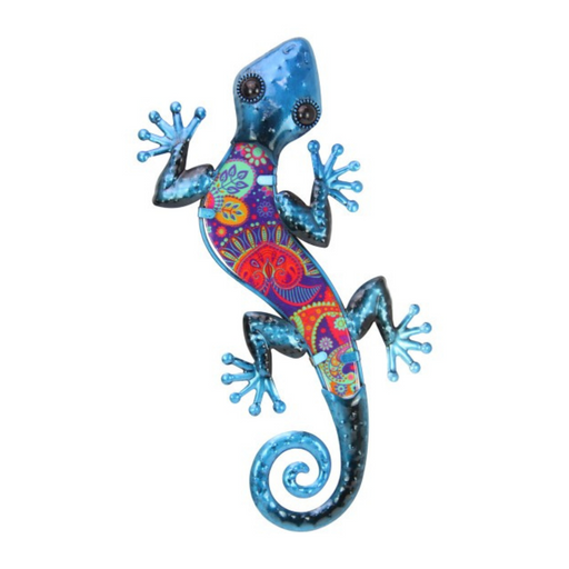 Ronis Blue Lizard Wall Art with Colourful Glass 37cm