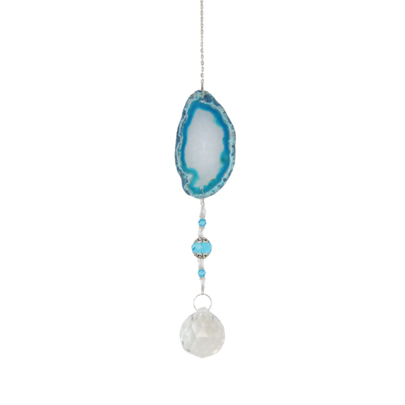 Ronis Blue Quartz Gemstone Suncatcher 38cm