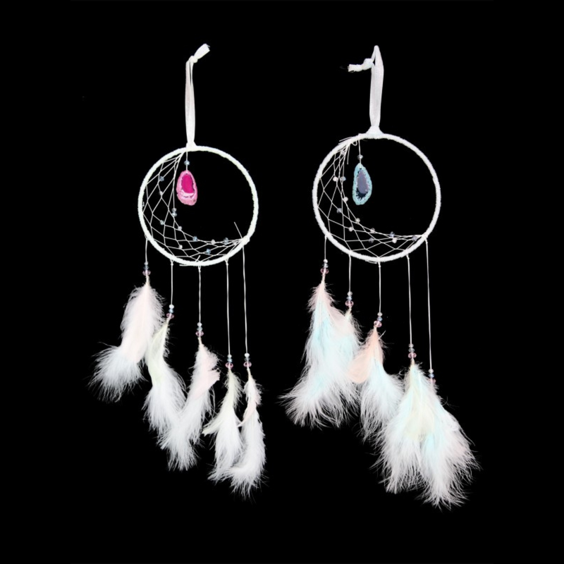 Ronis Blue/White Half Moon Dreamcatcher with Agate 15cm Assorted