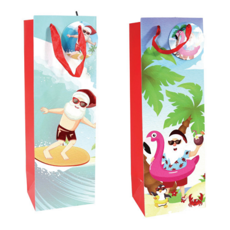 Ronis Bottle Bag Summer Christmas Foiled 2 Asstd