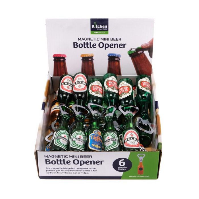 Ronis Bottle Opener With Magnet Beer Bottle Shaped 13.5x2.5cm 6 Asstd