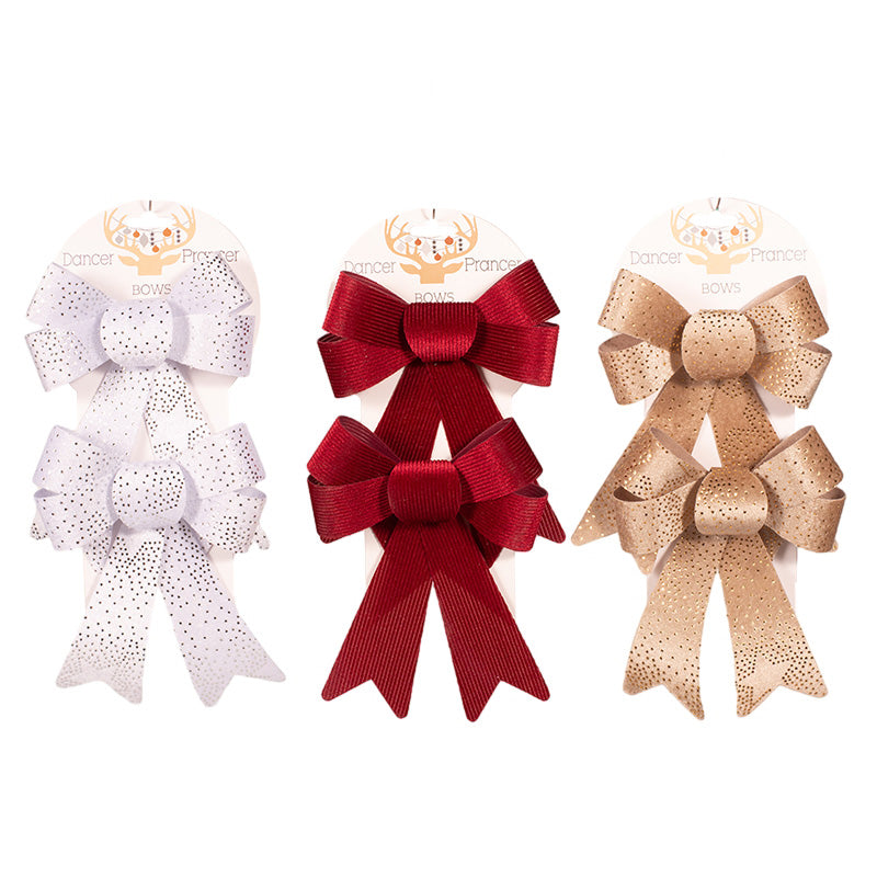 Christmas Bows 15x17cm 2 Pack Assorted Colors
