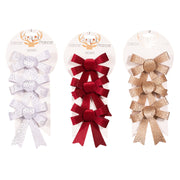 Christmas Bows 3 Pack 10x11cm Silver Champagne Red Assorted – thumbnail