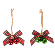 Assorted Christmas bows with red and green jingle bells for holiday décor