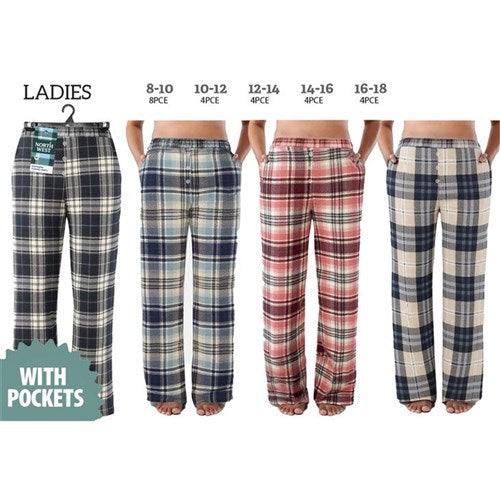 Boyfriend flannel pyjama pants with pockets in assorted Series 2 designs, offering soft, cosy comfort for sleep and relaxing at home.