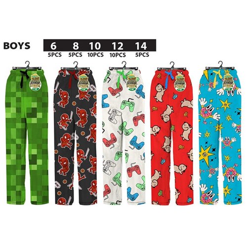 Boys PJ lounge pants Series 2 in assorted designs, available in 5 sizes