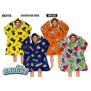 Boys Snuggy Sherpa hoodie in assorted printed designs, featuring ultra-soft sherpa fleece for warm, cosy comfort during chilly days and nights. – thumbnail
