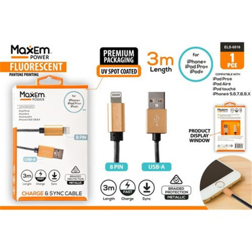 Ronis Braided USB iPhone Cable 3m