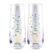 Ronis Bride / Groom Stemless Champagne Set of 2 280ml