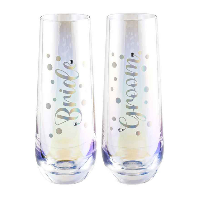 Ronis Bride / Groom Stemless Champagne Set of 2 280ml