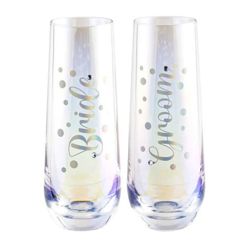 Ronis Bride / Groom Stemless Champagne Set of 2 280ml