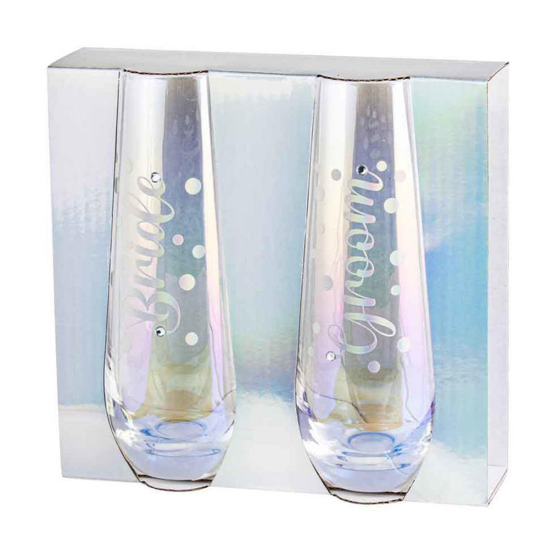 Ronis Bride / Groom Stemless Champagne Set of 2 280ml