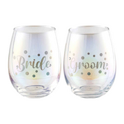 Ronis Bride / Groom Stemless Holographic Set of 2 560ml