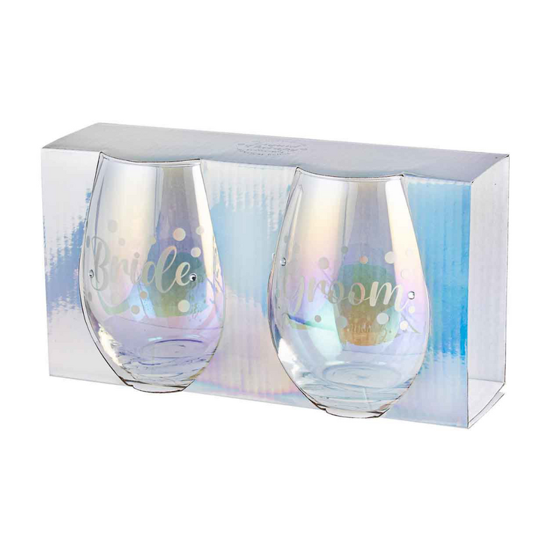 Ronis Bride / Groom Stemless Holographic Set of 2 560ml