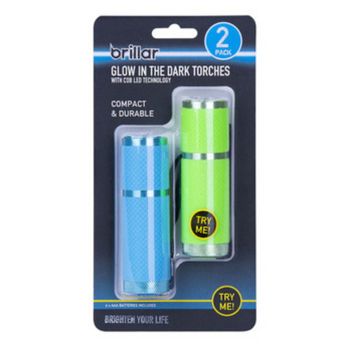 Ronis Brillar COB LED Glow-In-The-Dark Pocket Torch 2pk