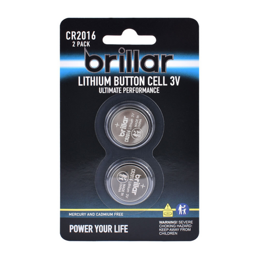 Ronis Brillar Lithium Button Battery 2pk CR2016
